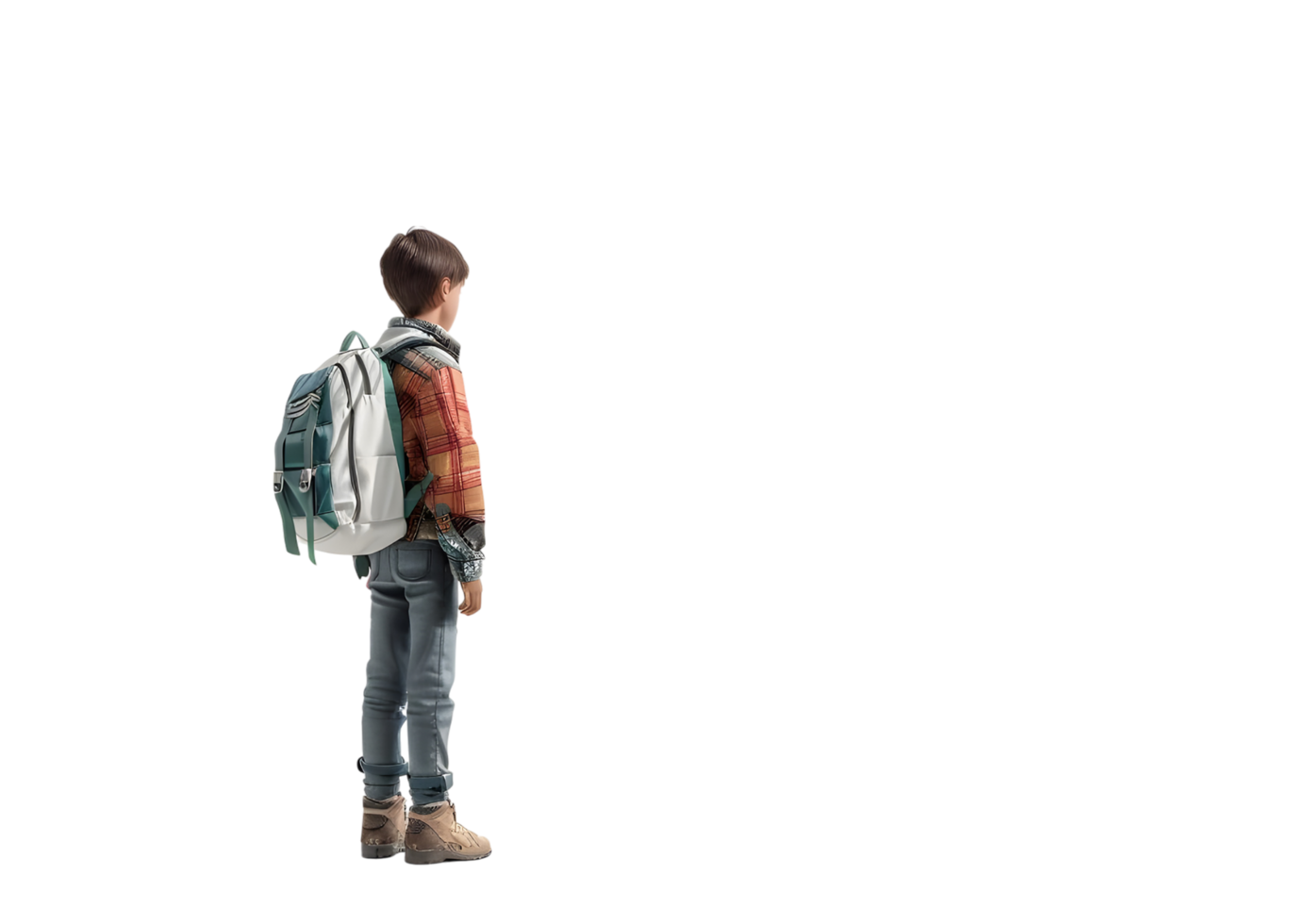 Boy with Backpack Standing Isolated. Isolated on transparent background png