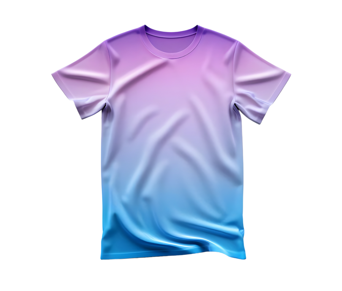 Gradient T-Shirt Mockup, Purple to Blue. Isolated on transparent background png