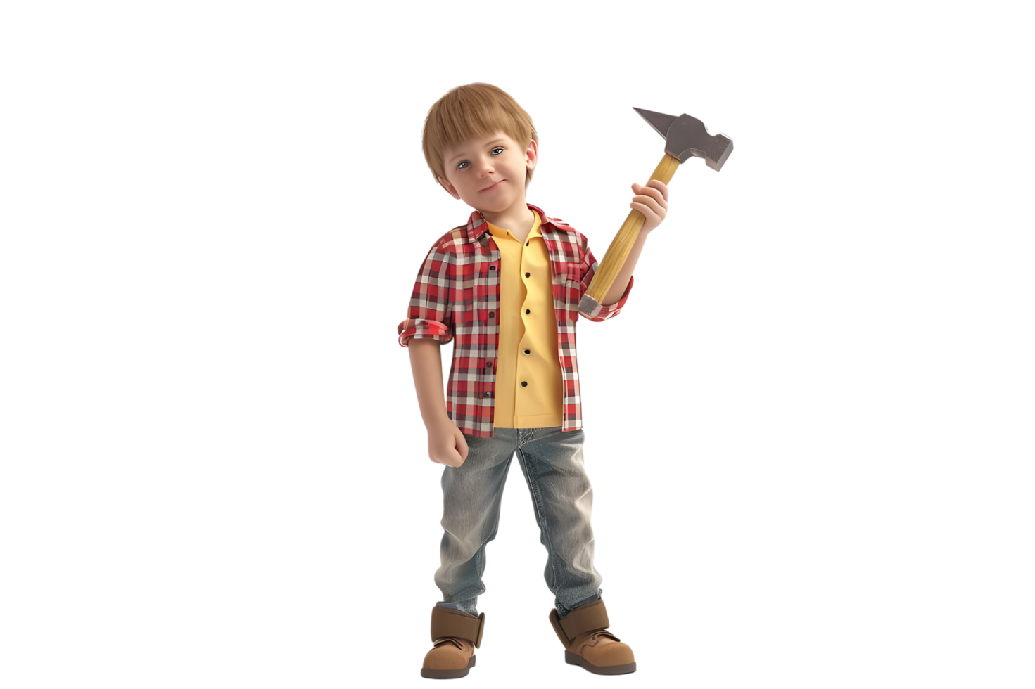 Boy Holding Hammer. Isolated on transparent background png