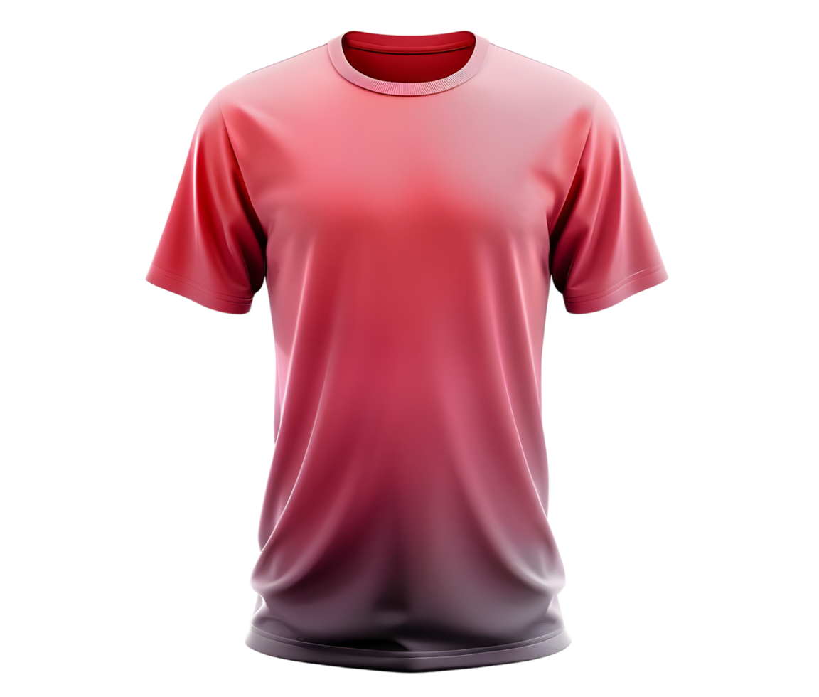 Mockup of a Red Ombre T-Shirt. Isolated on transparent background png