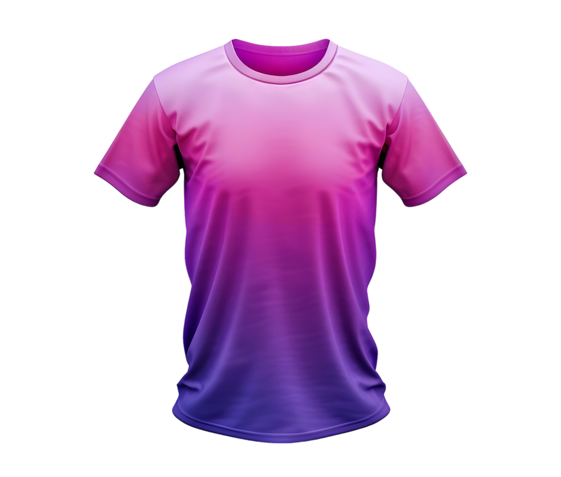Pink and Purple Gradient T-Shirt Mockup. Isolated on transparent background png