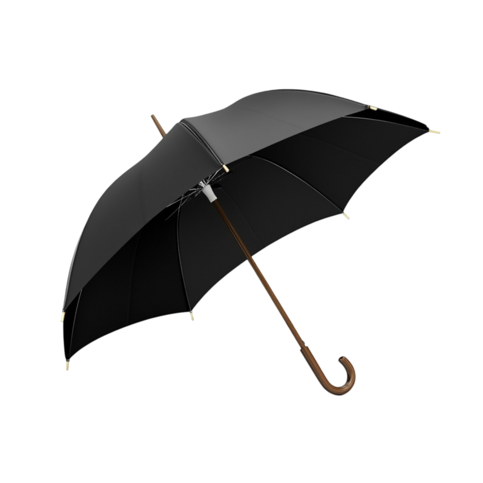 Open Black Umbrella on Transparent Background png