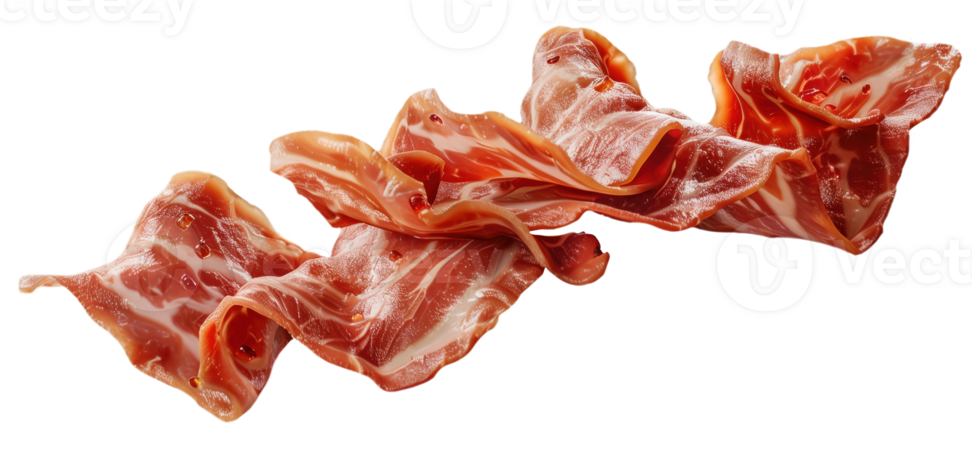 Dynamic Flowing Bacon for Cooking Isolated on Clear Transparent Background - Perfect for Recipe Illustrations and Food Design png