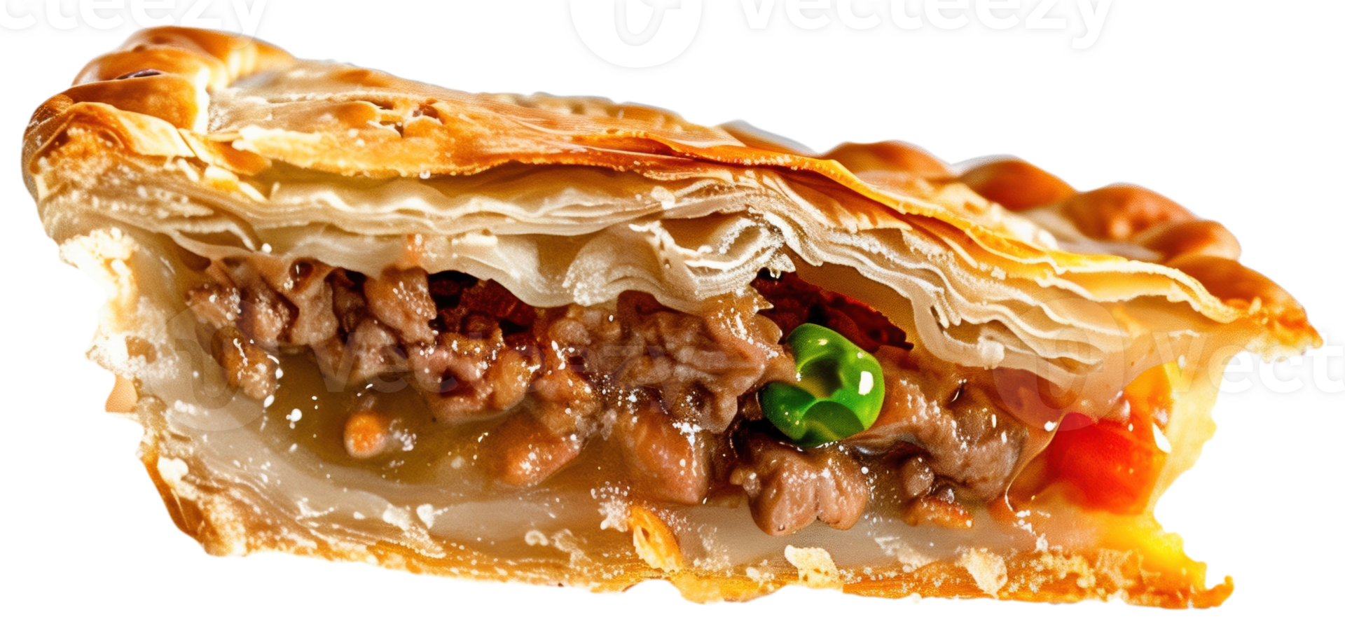 Delicious Traditional Beef Pot Pie for Autumn with Rich Meat Filling and Flaky Crust Isolated png