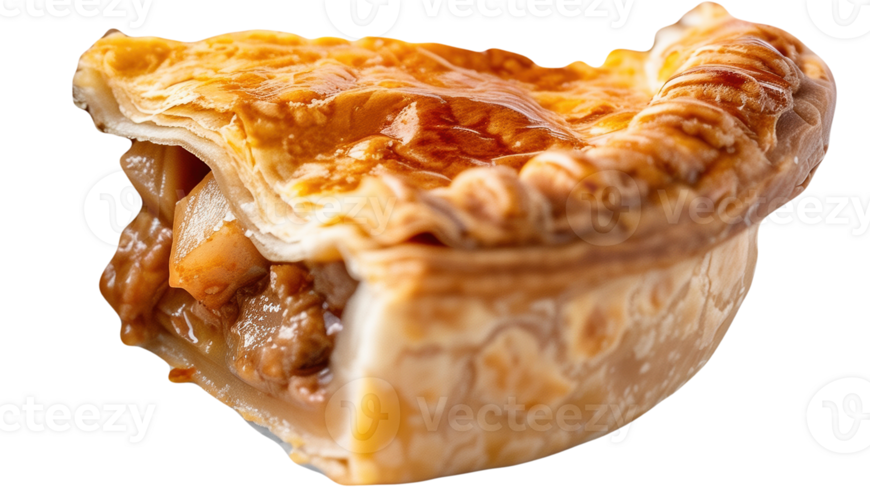 Classic Meat Beef Pot Pie for Fall with Flaky Crust on Transparent Background png