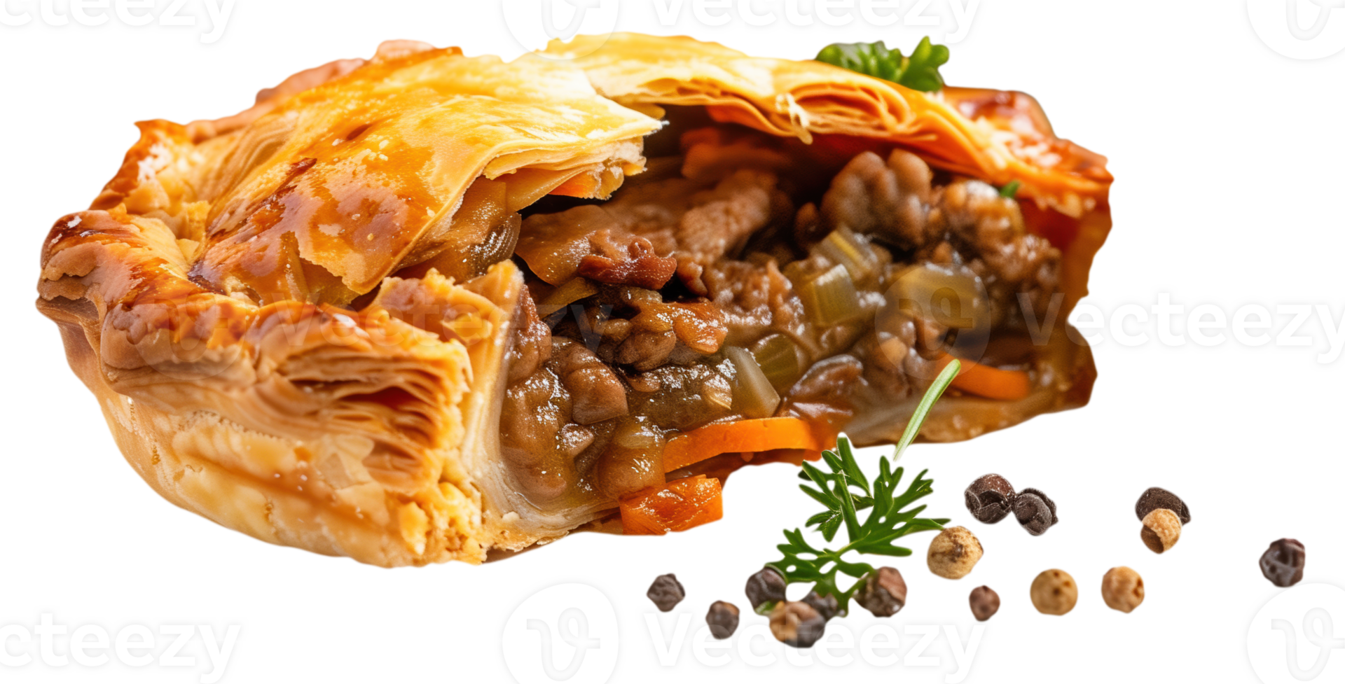 Warm and Hearty Traditional Beef Pot Pie for Fall Season Isolated on Transparent Background png