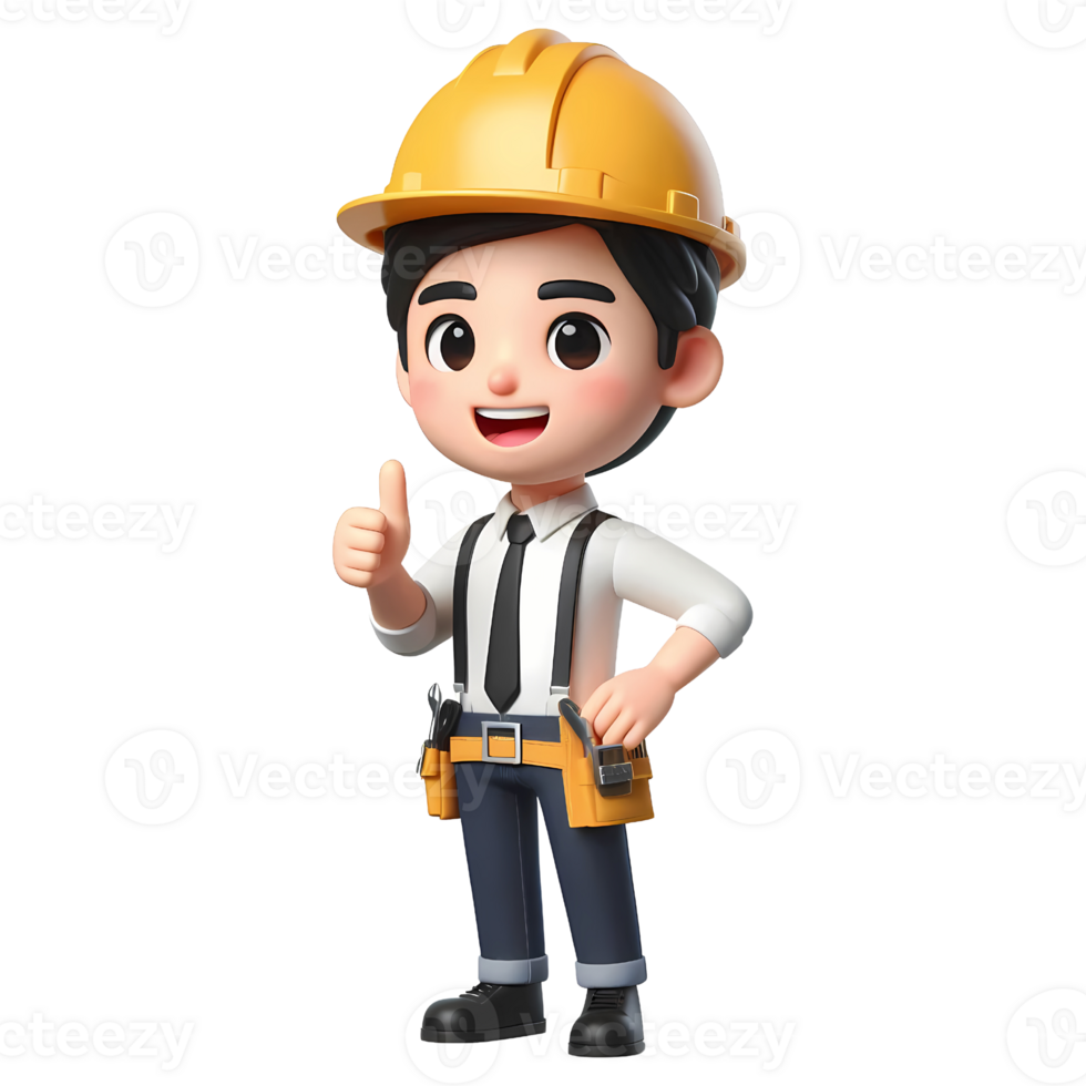 Cute cartoon engineer character png