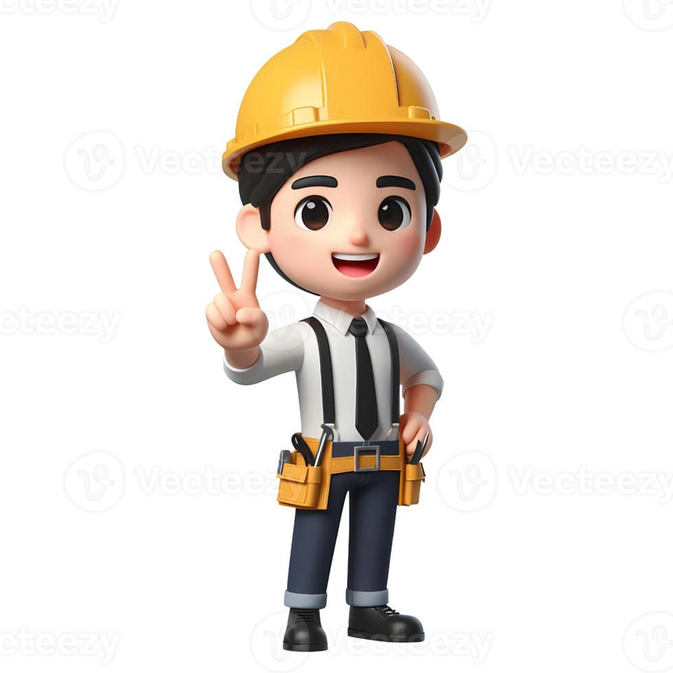 Cute cartoon engineer character png
