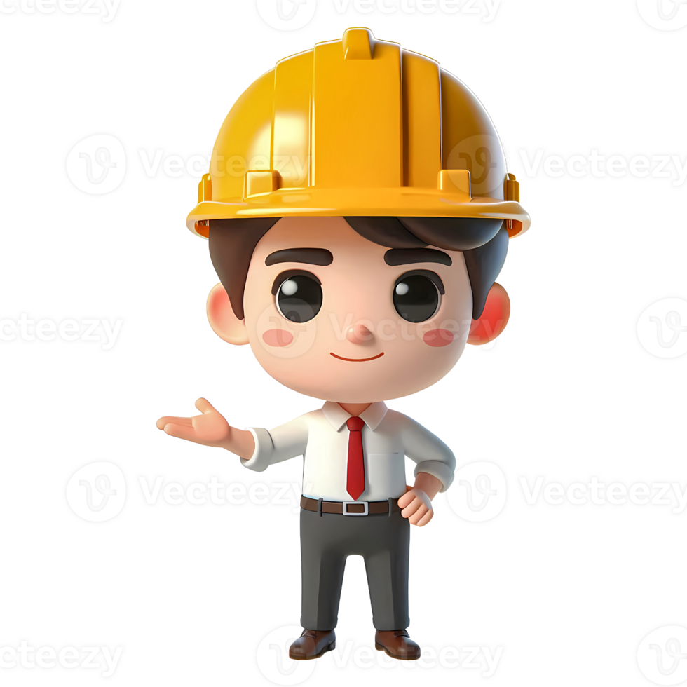 Cute cartoon engineer character png