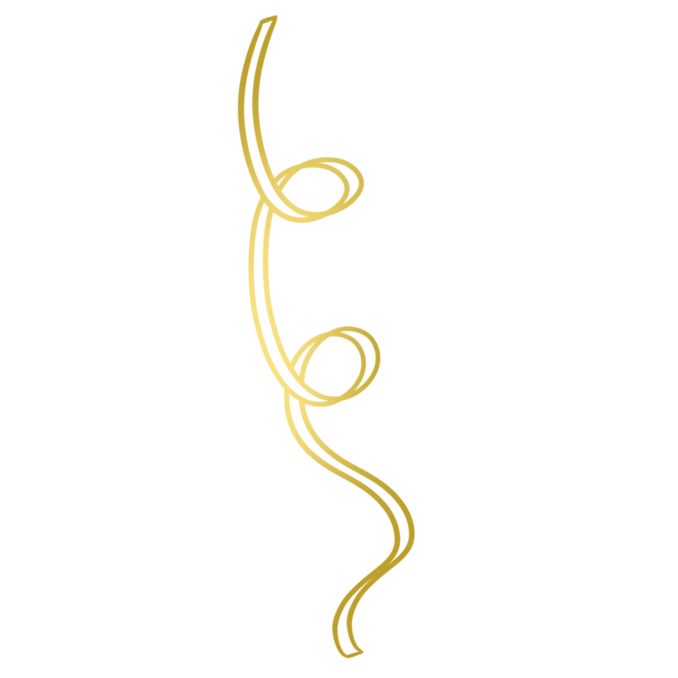 Simplistic golden streamer, isolated on a transparent background png