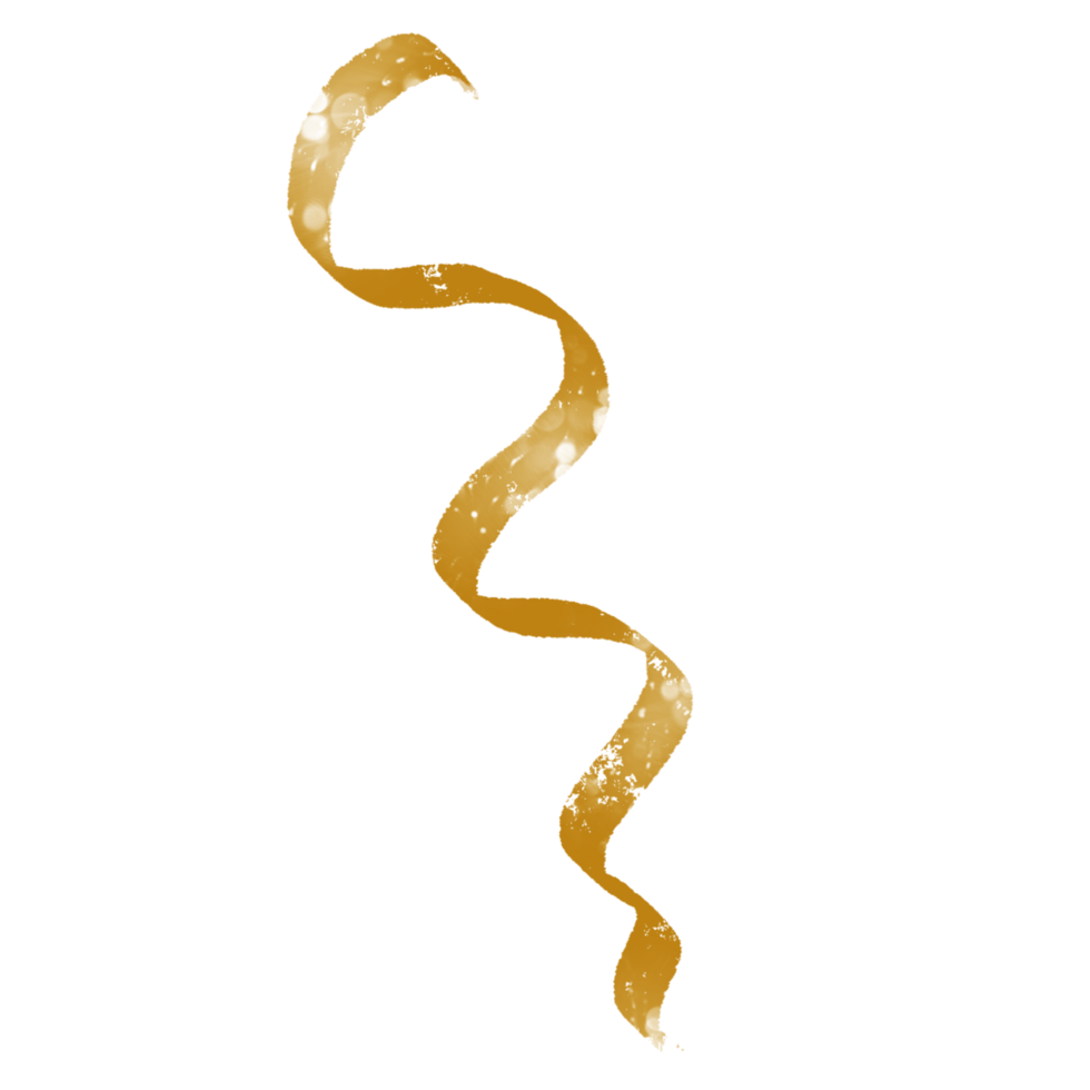 Dark Gold Singular Party Streamer on a Transparent Background png