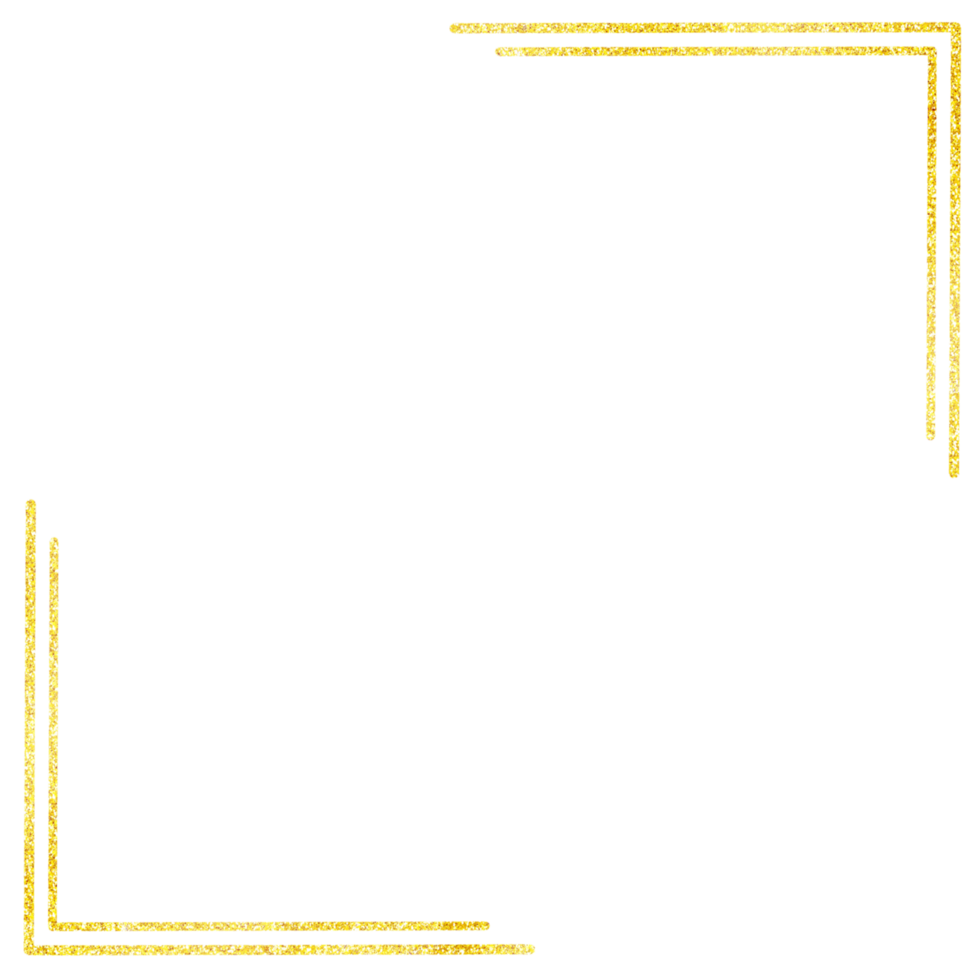 Glittery Gold Corner Frame on a transparent background png
