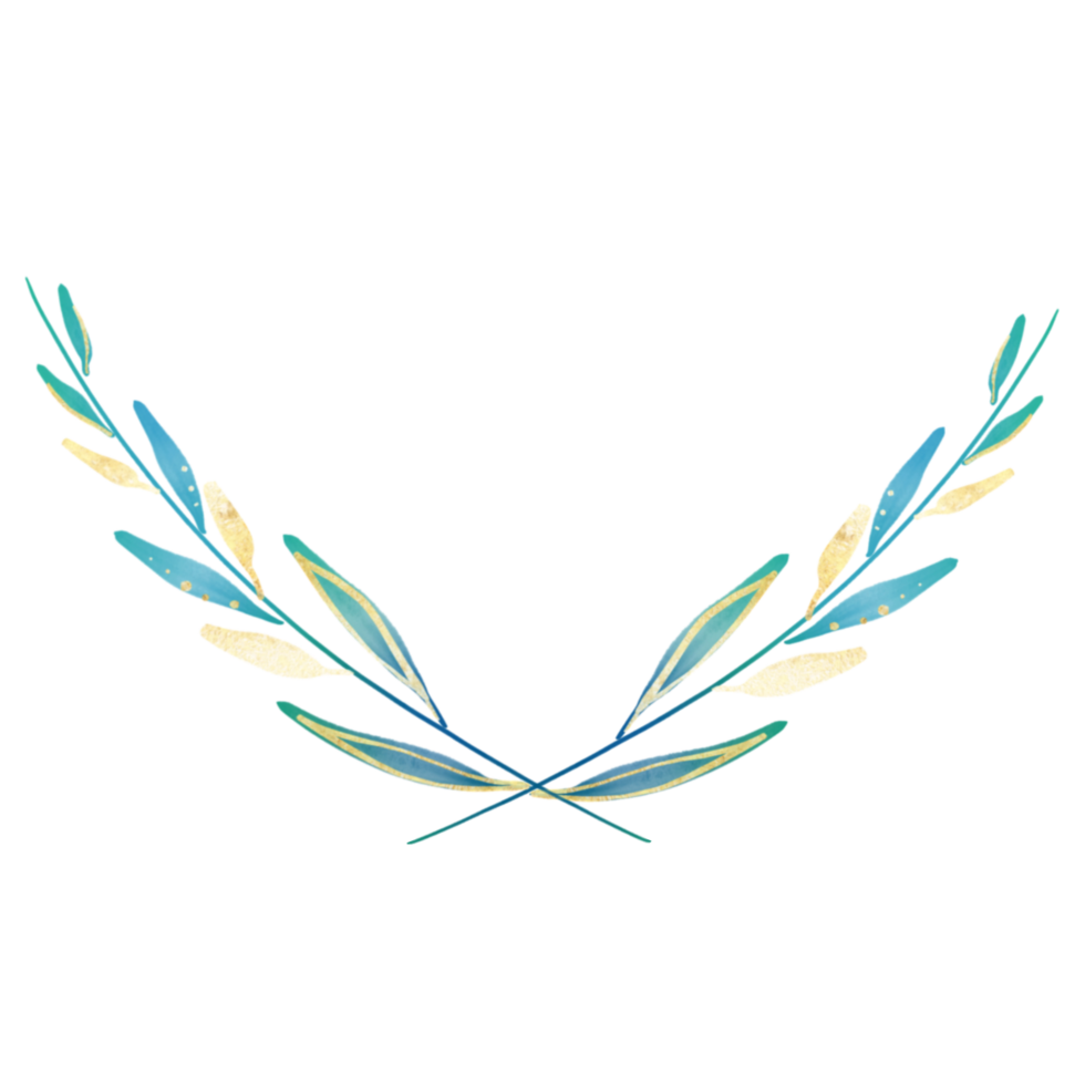 Green and gold plants with leaves on a transparent background png