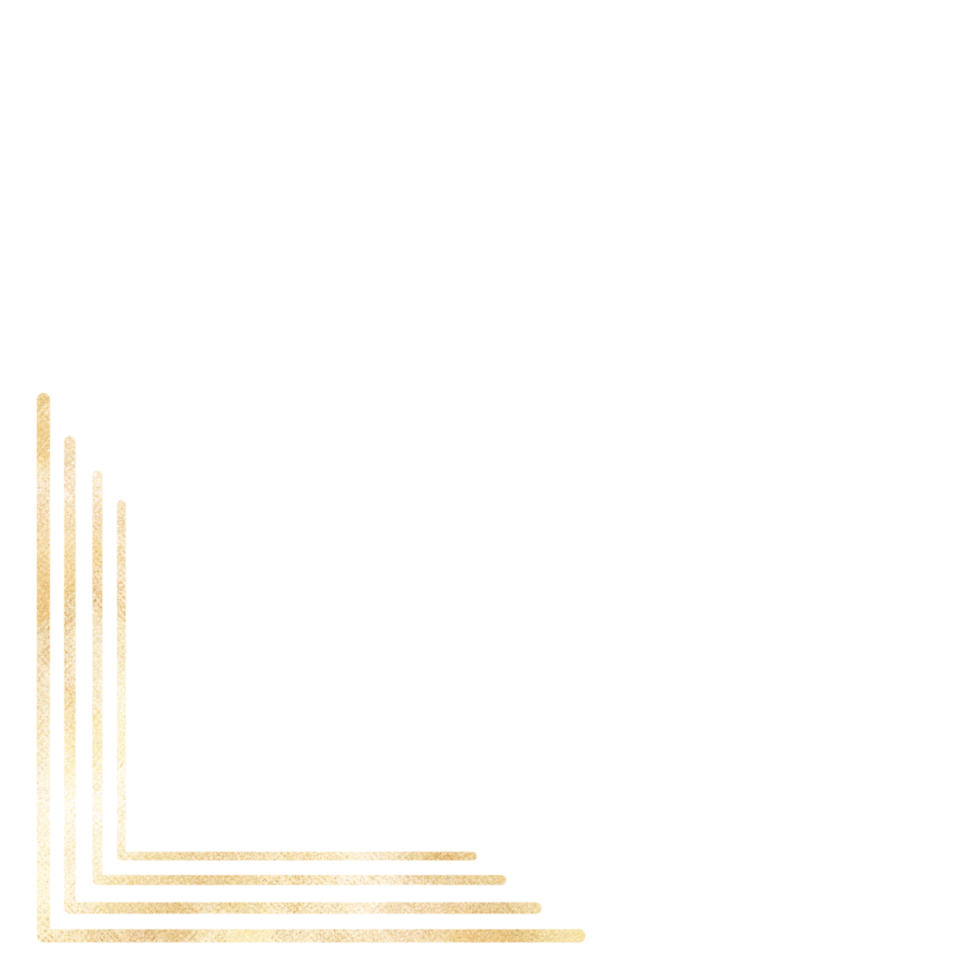 Glittery Gold corner frame on a transparent background png
