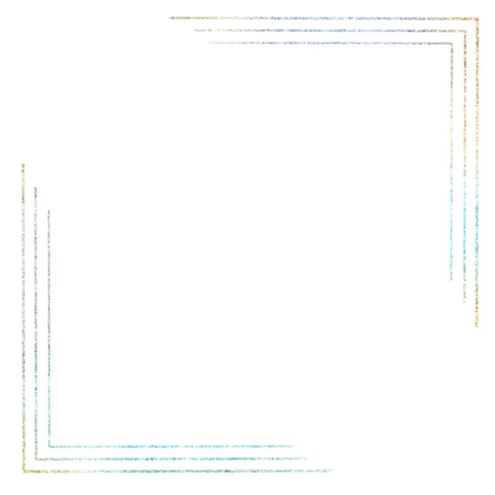 A colorful glittery corner frame on a transparent background png