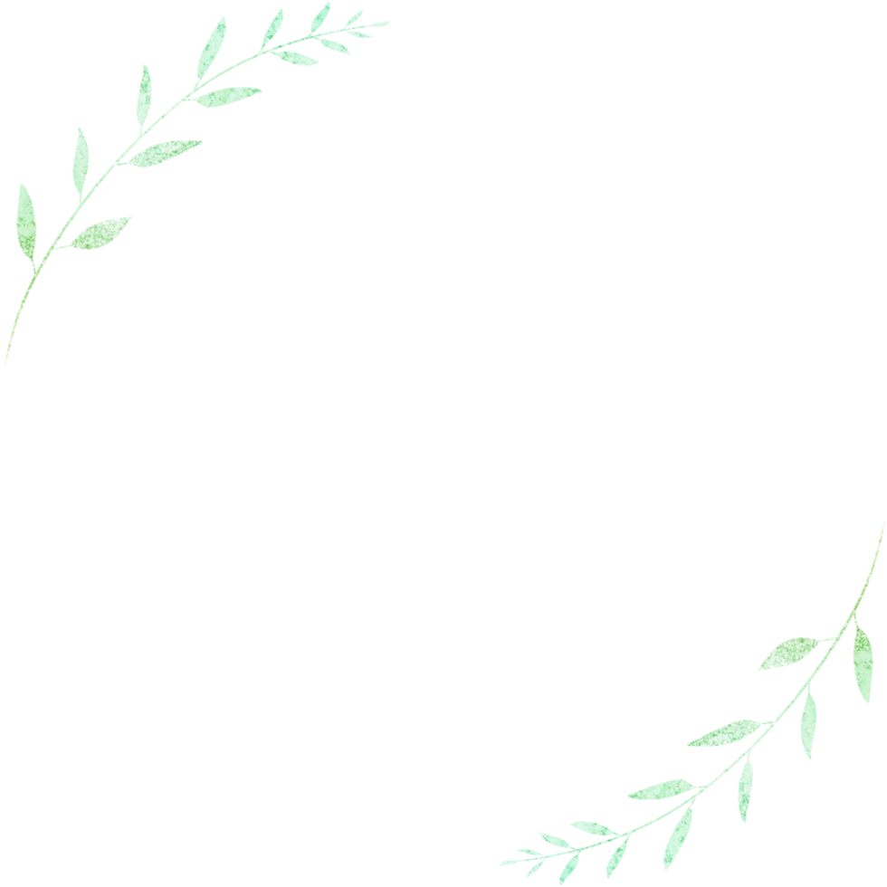Glittery green leaf corner border on a transparent background png