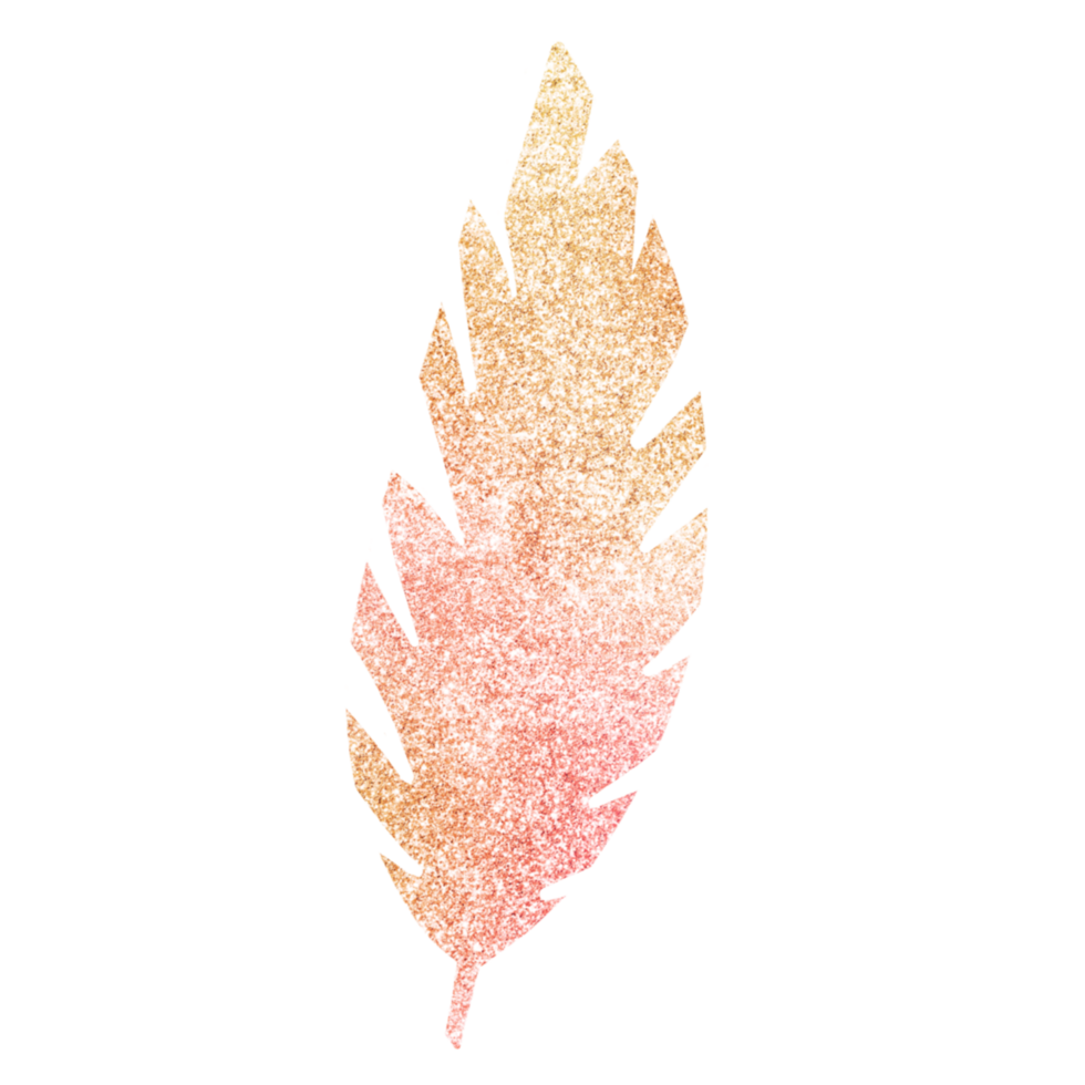 Glittery orange and red glittery leaf on a transparent background png