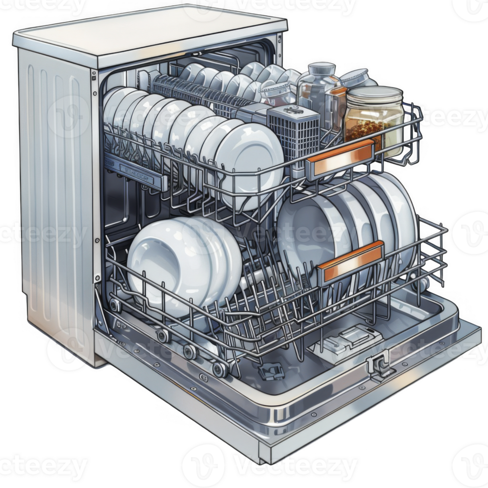 Dishwasher, dish storage on transparent background png