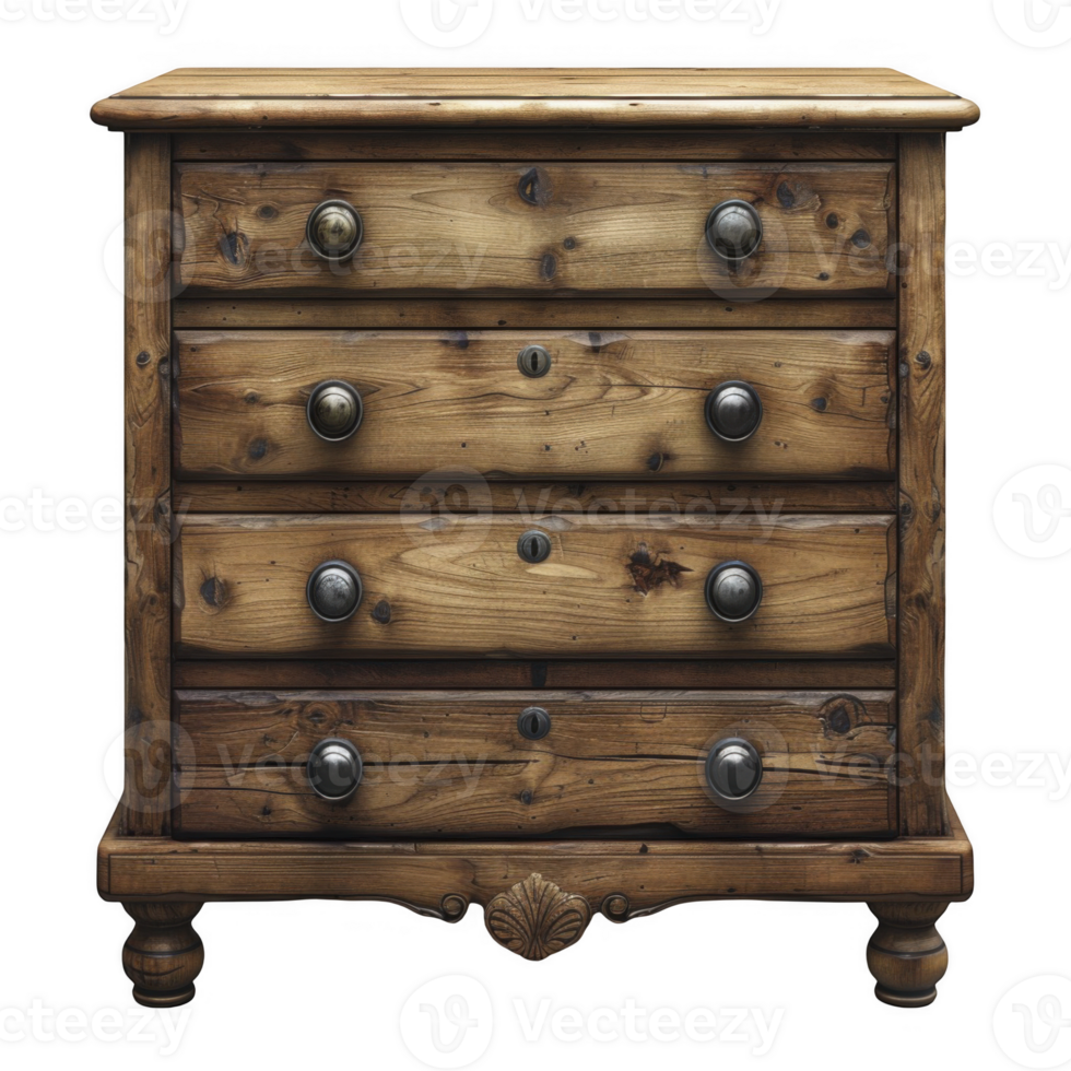 Wooden furniture drawer on transparent background png
