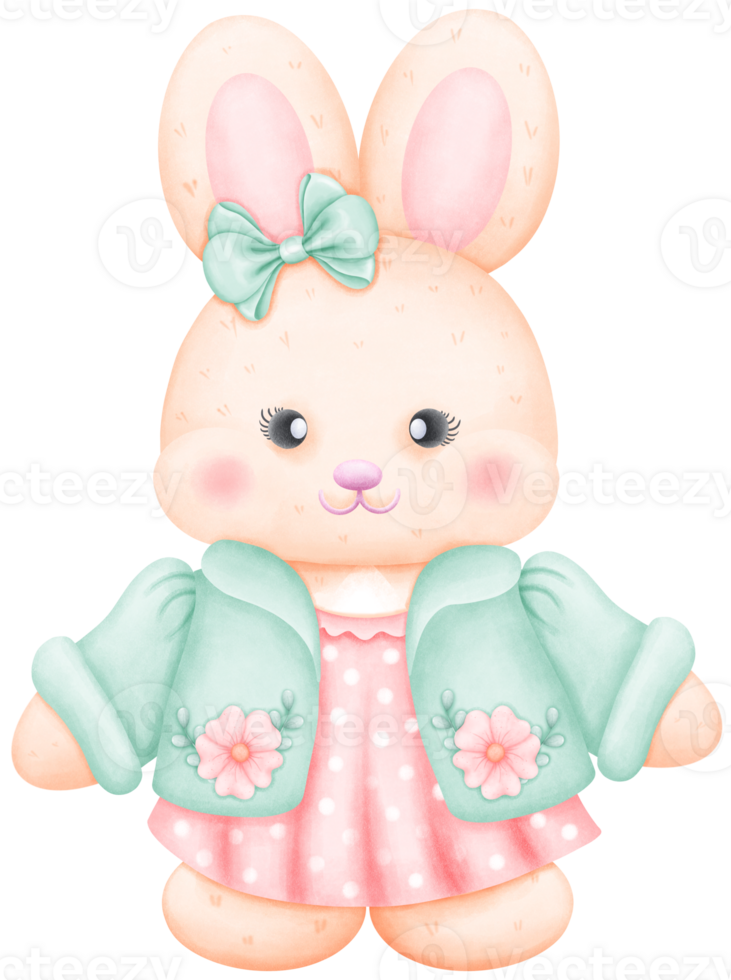 Cute Watercolor Bunny Clipart - Download Bunny Illustration png