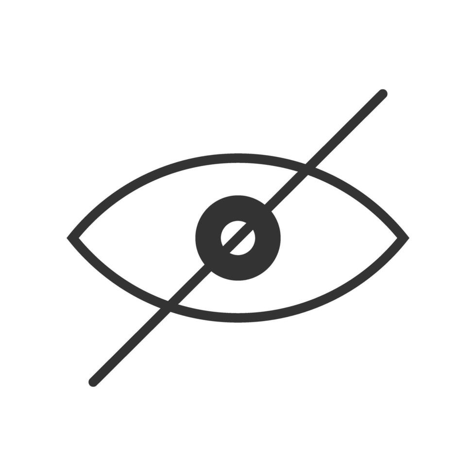Crossed out eye icon. Warning censorship sign hiding image or with scenes of violence or nudity. vector
