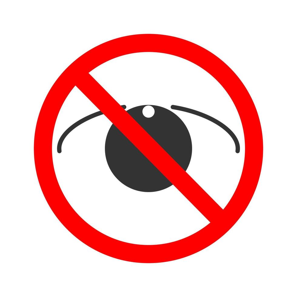 Crossed out eye icon. Sensitive content symbol isolated on white background. Warning censorship sign hiding image or with scenes of violence or nudity. vector