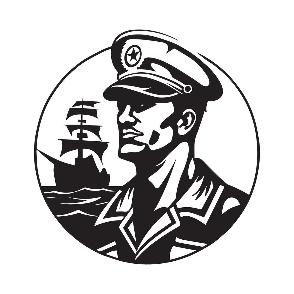 Sailor, Ship Captain Logo image. Logo Design arr Illustration Stock image vector