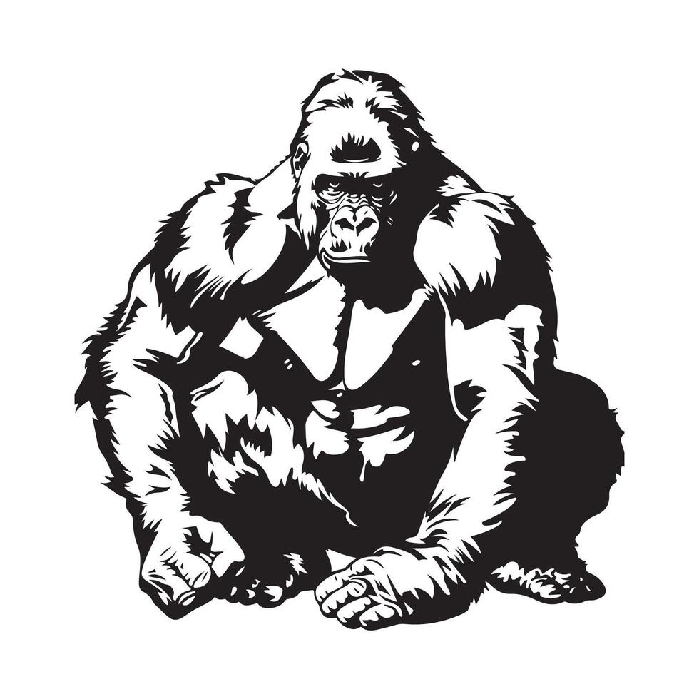 Gorilla ape monkey mascot design illustration isolated on white background vector