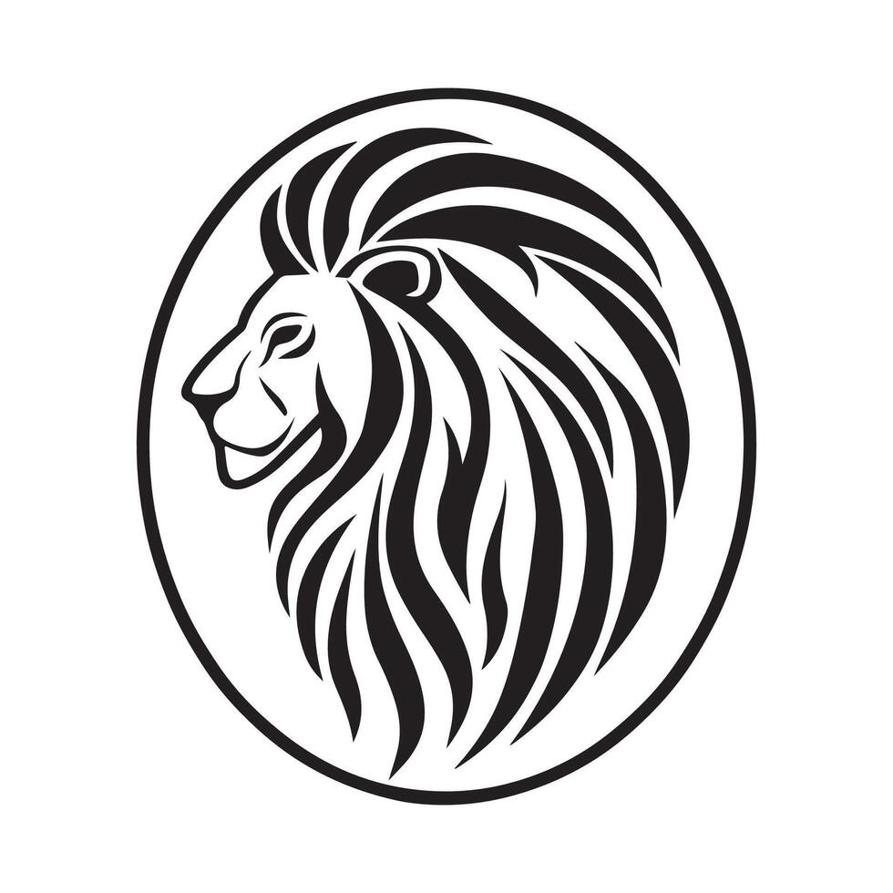 Lion and a circle logo template. Lion Head icon art isolated on white background vector