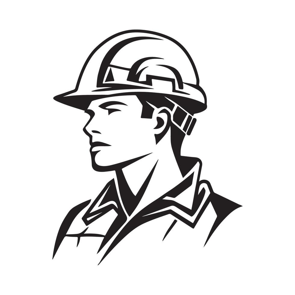 Construction worker wearing hard hat helmet Image on white background vector