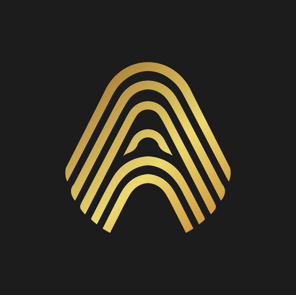 Latter A gold logo minimalist vector