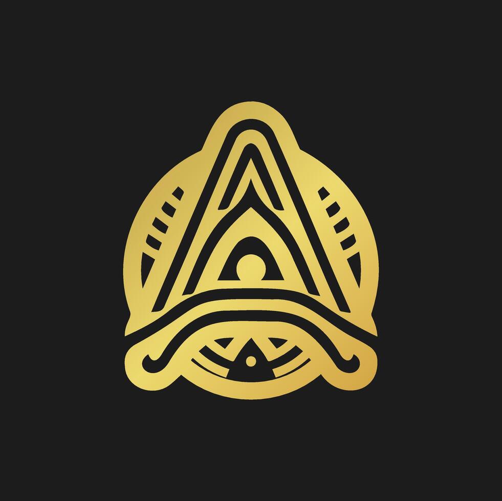 Latter A gold logo minimalist vector