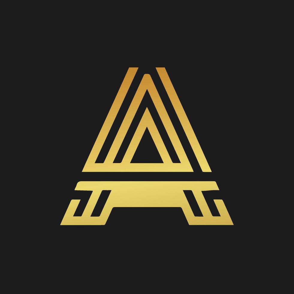 Latter A gold logo minimalist vector