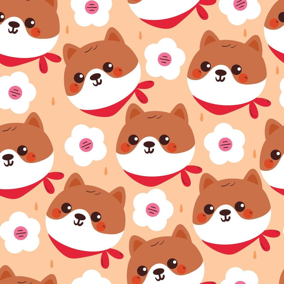 seamless pattern cartoon puppy and flower. cute animal wallpaper for fabric print, gift wrap paper vector