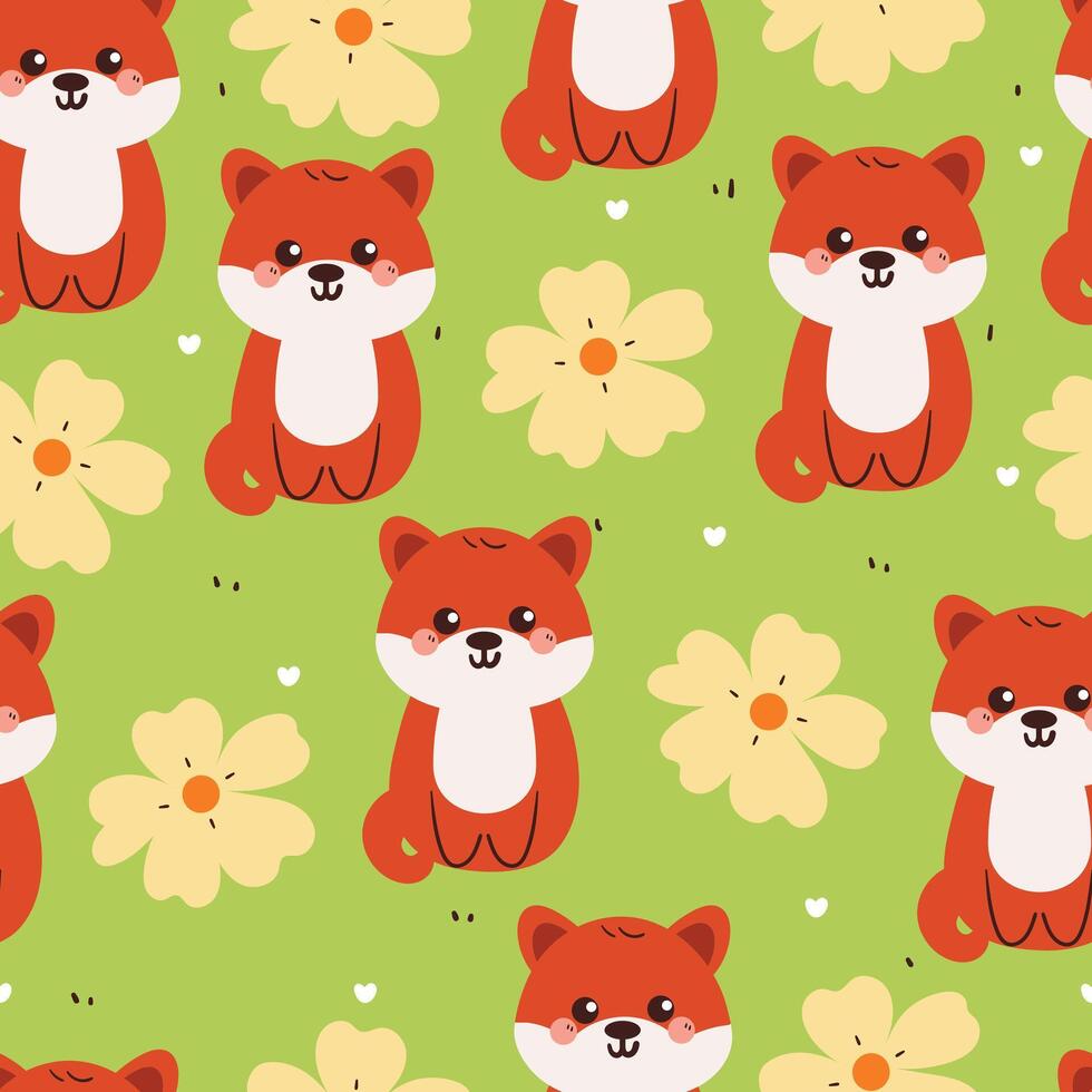 seamless pattern cartoon puppy and flower. cute animal wallpaper for fabric print, gift wrap paper vector