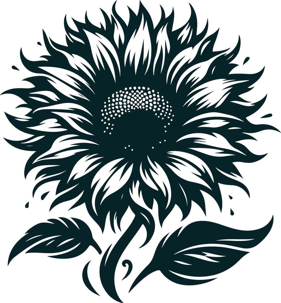 Artistic Black Vectors Silhouette of a Sunflower Enhance Your Projects with this Stunning Design