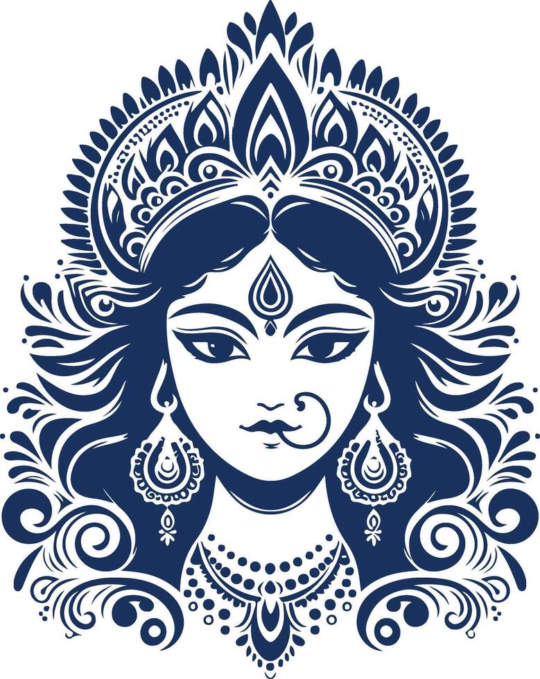 MajestiSilhouette of Goddess Maa Durga in Traditional Warrior Pose vector
