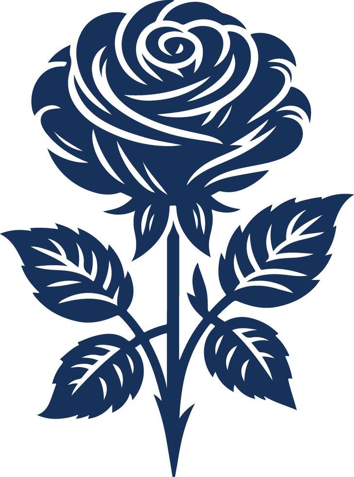 A Black Silhouette of a Rose Blooming with Mystique vector