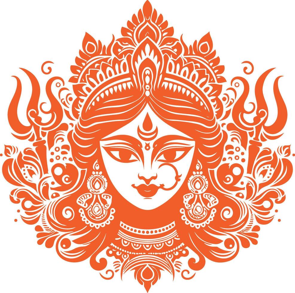 Grace and Strength Durga in Silhouette vector