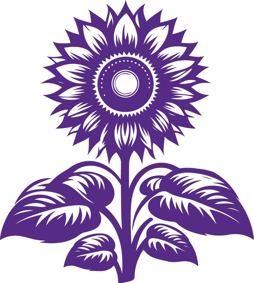 Chic Black Vectors Silhouette of a Sunflower Perfect for Adding a Touch of Elegance to Your Designs