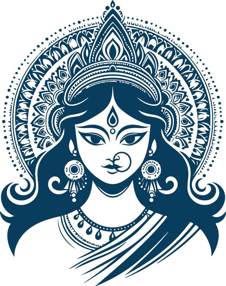 Lord Durga's Silhouette Design vector