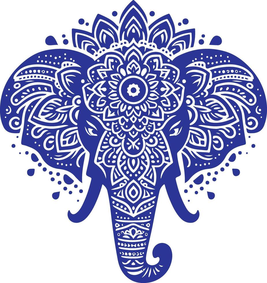 A Mandala Elephant Face Vectors Art on White Background