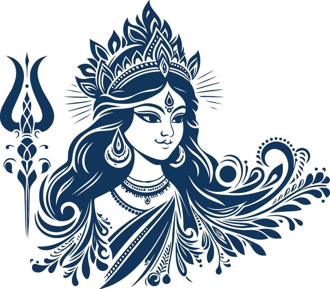 Sacred Shadows Lord Durga's Silhouette vector