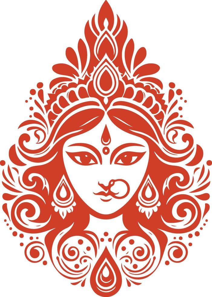 The Black Silhouette of Goddess Durga vector