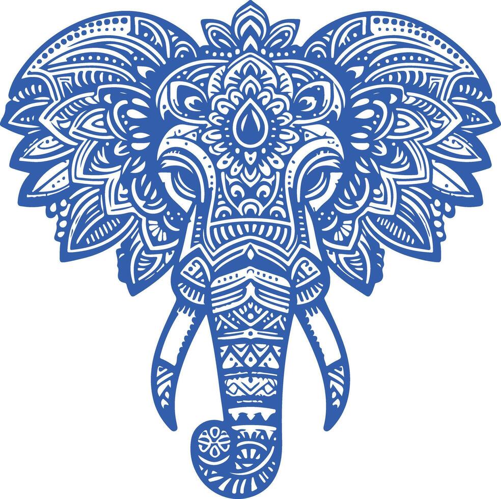 Sun and elephant hand drawn for adult coloring book vector