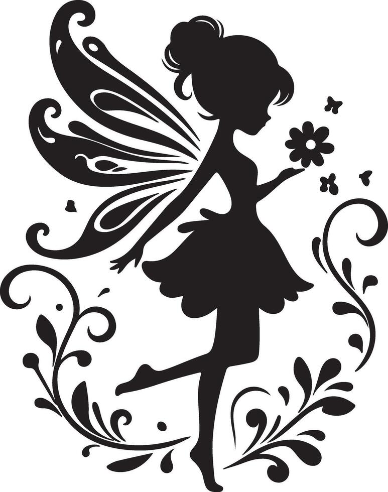 flat design fairy silhouette design illustration vector