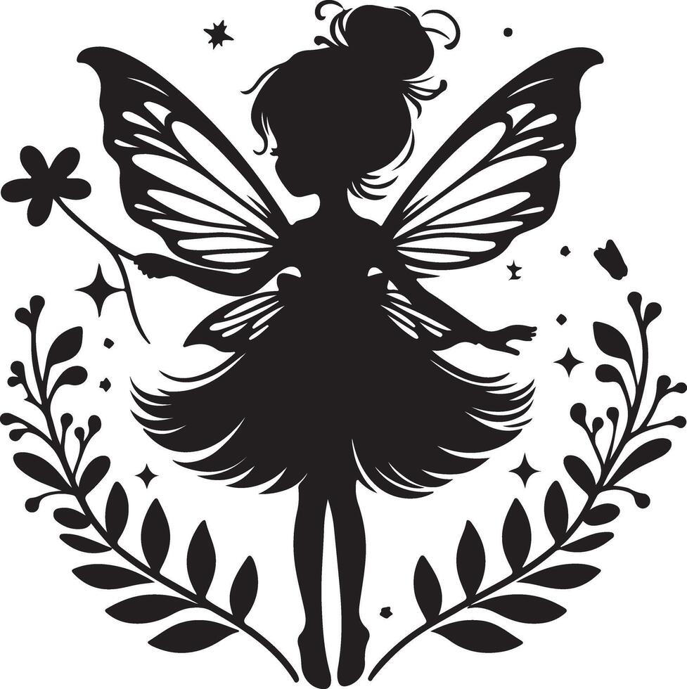 flat design fairy silhouette design illustration vector