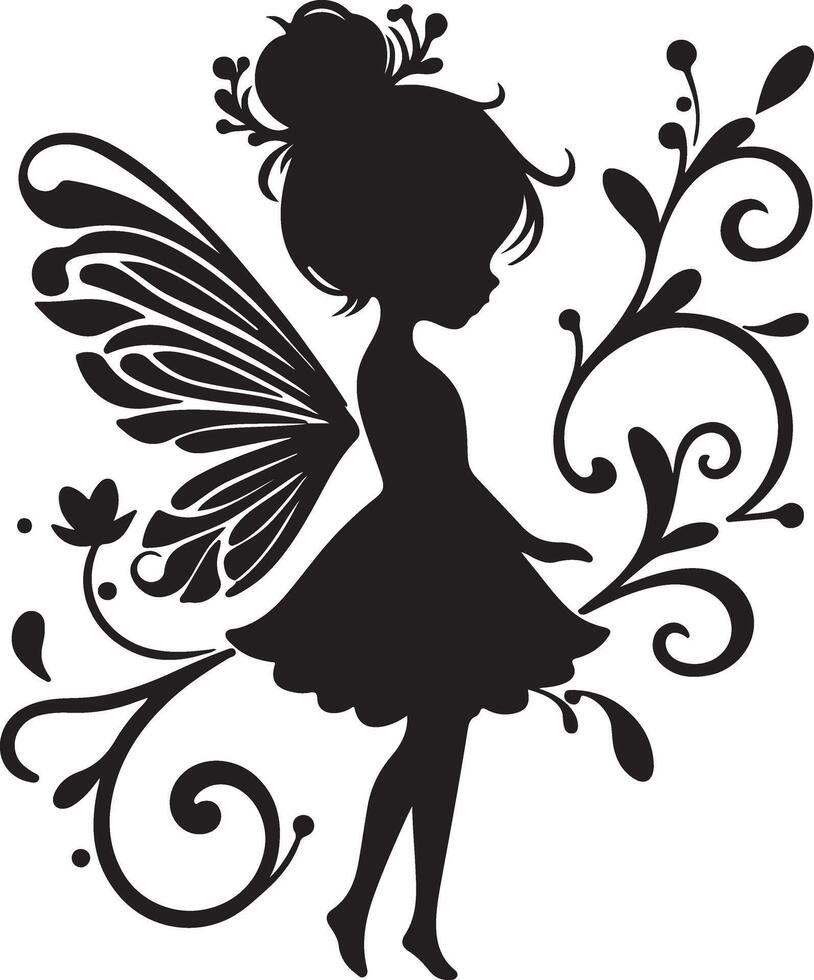 flat design fairy silhouette design illustration vector