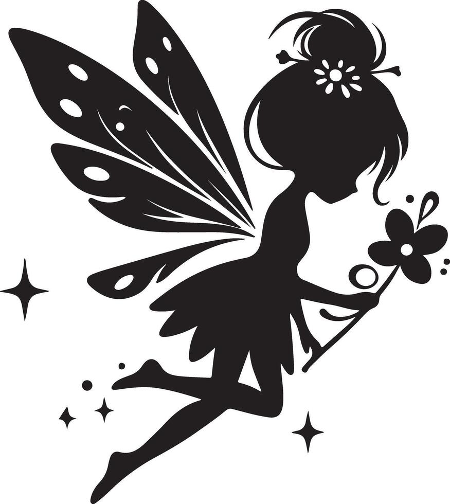 flat design fairy silhouette design illustration vector