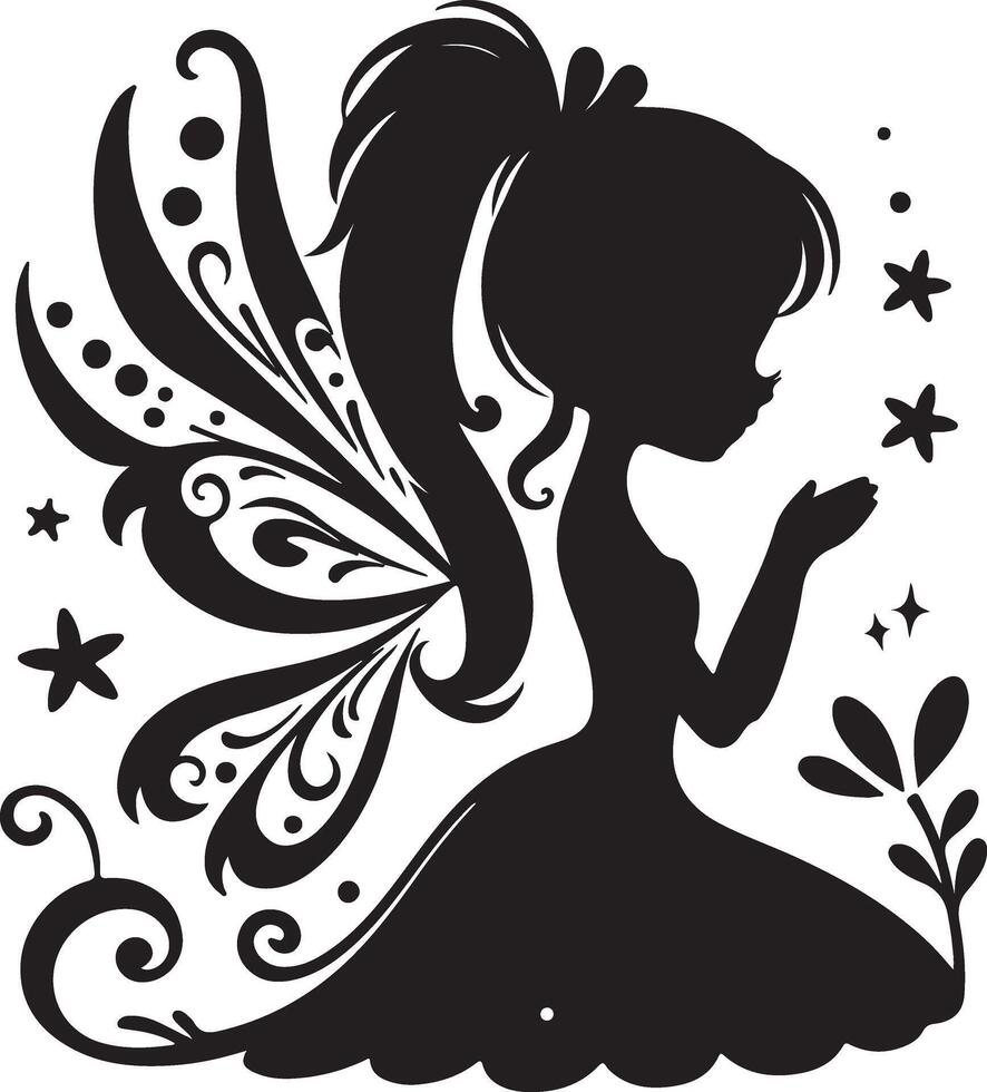 flat design fairy silhouette design illustration vector